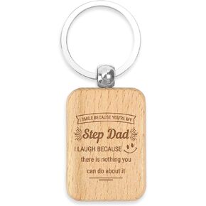 Step Dad Gifts Fathers Day Wooden Keychain Bonus Dad Gifts for Stepdad from Daughter Stepdaughter for Best Stepfather Day Gift Father's Day Valentines Day Presents Christmas in Saudi Arabia