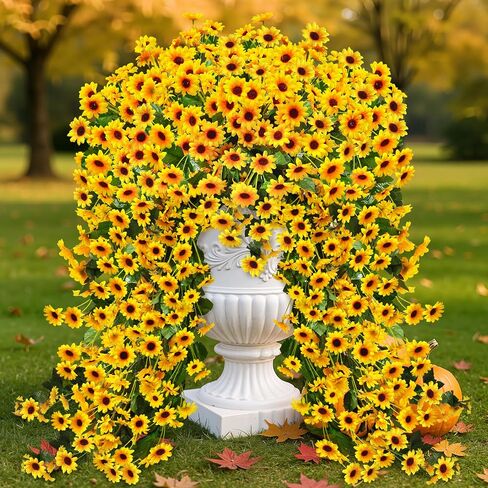 5Pcs Artificial Sunflowers for Outdoors UV Resistant Artificial Sunflowers Fake Flowers Look Real Faux Outdoor Flowers Plants for Outside Porch Patio Garden Decor in Saudi Arabia