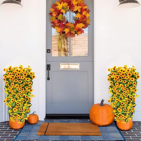 5Pcs Artificial Sunflowers for Outdoors UV Resistant Artificial Sunflowers Fake Flowers Look Real Faux Outdoor Flowers Plants for Outside Porch Patio Garden Decor in Saudi Arabia
