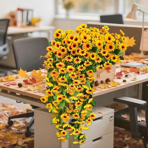 5Pcs Artificial Sunflowers for Outdoors UV Resistant Artificial Sunflowers Fake Flowers Look Real Faux Outdoor Flowers Plants for Outside Porch Patio Garden Decor in Saudi Arabia