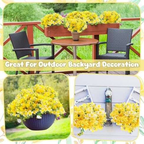 12 Pack Artificial Daffodils Fake Silk Narcissus Flowers UV Resistant Indoor Outdoor Home Decor Realistic Yellow White Bouquet for Wedding Centerpiece in Saudi Arabia