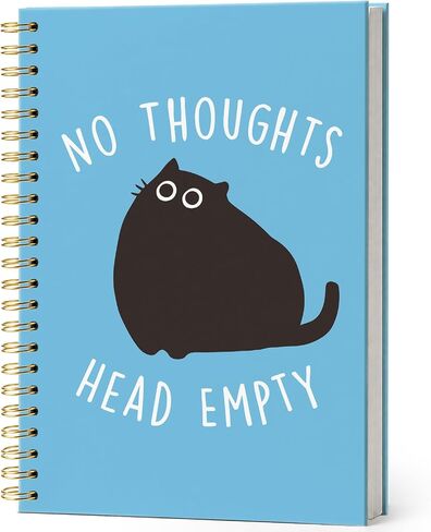 Funny Black Cat Notebook,No Thoughts Head Empty Lined Spiral Notebook Hardcover,College Ruled Notebook,Office School Journal Notebook for Work,5.5x8.3 Inch,Gifts for Women Teacher Student in Kuwait