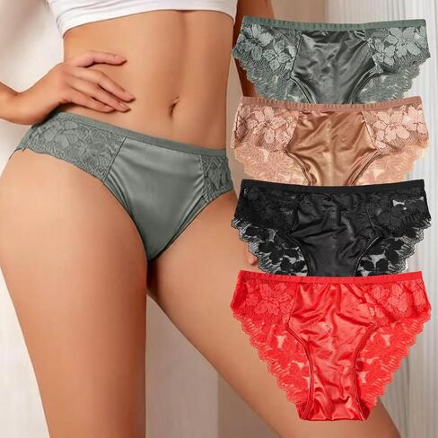 Set of 4 Women'S Underwear - Elegant Lace, Soft And Comfortable for Daily Use in Kuwait