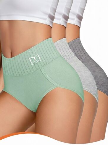 Women's Underwear Cotton High Waisted Briefs 3 Pack, Soft Breathable Ladies Panties, Stretch Full Coverage in Kuwait