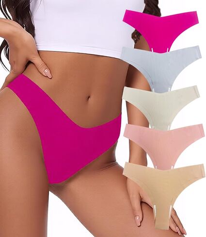 PORRCEY Sexy Thongs for Women Seamless G-Strings Breathable Panties Stretch V-waisted Gym Workout Underwear in Saudi Arabia