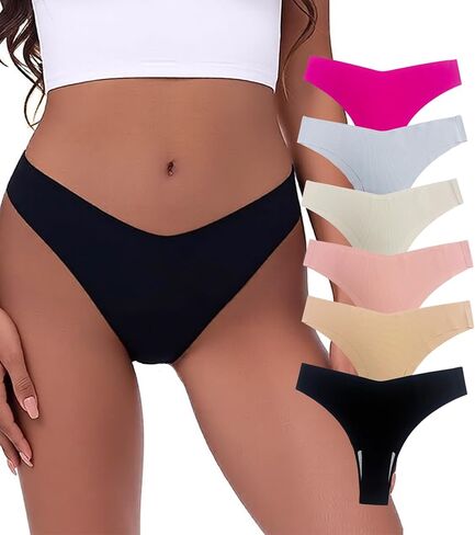 PORRCEY Sexy Thongs for Women Seamless G-Strings Breathable Panties Stretch V-waisted Gym Workout Underwear in Saudi Arabia