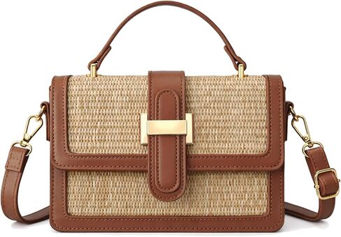 Straw Crossbody Bags for Women Summer Vacation Shoulder Handbag Trendy Top Handle Beach Purse in Kuwait