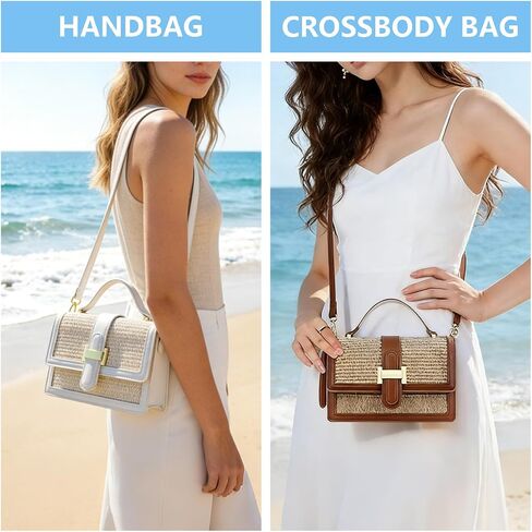 Straw Crossbody Bags for Women Summer Vacation Shoulder Handbag Trendy Top Handle Beach Purse in Kuwait