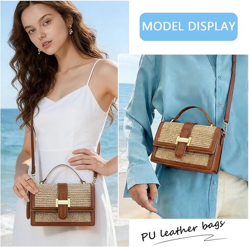 Straw Crossbody Bags for Women Summer Vacation Shoulder Handbag Trendy Top Handle Beach Purse in Kuwait