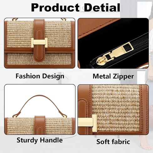 Straw Crossbody Bags for Women Summer Vacation Shoulder Handbag Trendy Top Handle Beach Purse in Kuwait