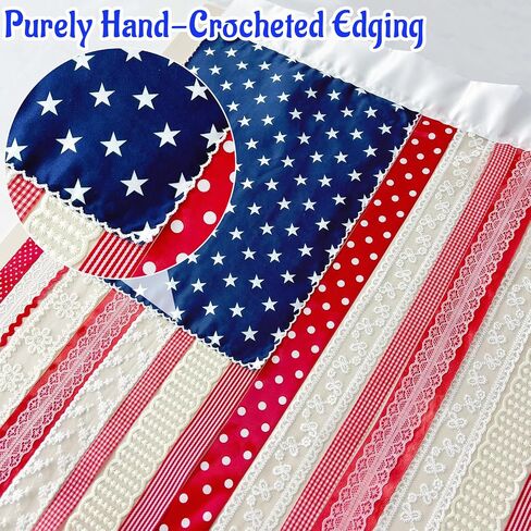 4th of July Decorations, 4 x 2.4 Ft Memorial Day American Flag Banner, Vintage Independence Day Rag Flag Accessories for 250th Anniversary Decor Home Outdoor Porch Yard Party Supplies in Saudi Arabia