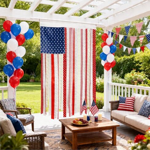 4th of July Decorations, 4 x 2.4 Ft Memorial Day American Flag Banner, Vintage Independence Day Rag Flag Accessories for 250th Anniversary Decor Home Outdoor Porch Yard Party Supplies in Saudi Arabia