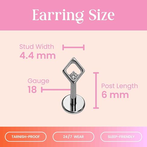 Cords Club Emblem Flat Back Stud, Diamond-Shaped Frame with CZ Gem in Saudi Arabia