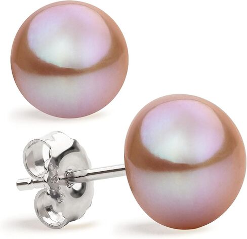 Freshwater Cultured Pearl Stud Earrings for Women Button Shape Natural Lavender Color SECRET & YOU - Sterling Silver 925 - Available in 4 sizes from 8 mm to 11 mm in Saudi Arabia