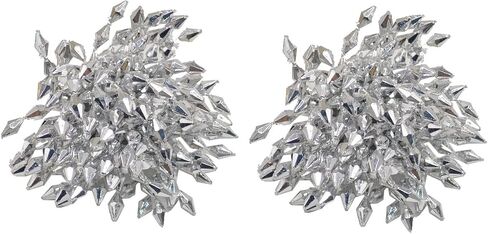 Crystal Statement Earrings, Silver, Marquise Cut Rhinestone Cluster, Starburst Design, Oversized Stud in Saudi Arabia