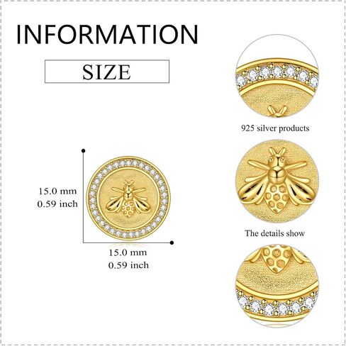 Hancock Gold Plated Bee Stud Earrings for Women Sterling Silver Cute Bumble Bee Animal Earrings Small Disc Circle Earrings Hypoallergenic Bee Jewelry Gifts in Saudi Arabia