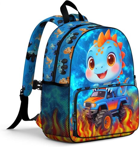 Cute Fire Truck Dinosaur Toddler Backpack for Boys, Red Cartoon Kids Toddler Preschool Backpacks, Lightweight Kindergarten School Bag, Daycare Small Bookbag Fire Truck Backpack 13" H for Ages 3–6 in Kuwait