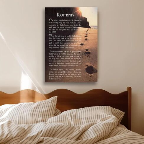 Zapeeitt Footprints In The Sand Christian Poem Motivational Quotes Canvas Art Poster And Wall Art Picture Print Modern Family Bedroom Decor Posters 08x12inch(20x30cm) Unframe-style-1 in Saudi Arabia