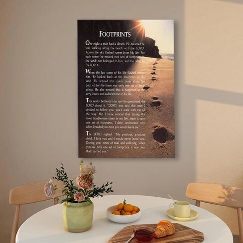 Zapeeitt Footprints In The Sand Christian Poem Motivational Quotes Canvas Art Poster And Wall Art Picture Print Modern Family Bedroom Decor Posters 08x12inch(20x30cm) Unframe-style-1 in Saudi Arabia