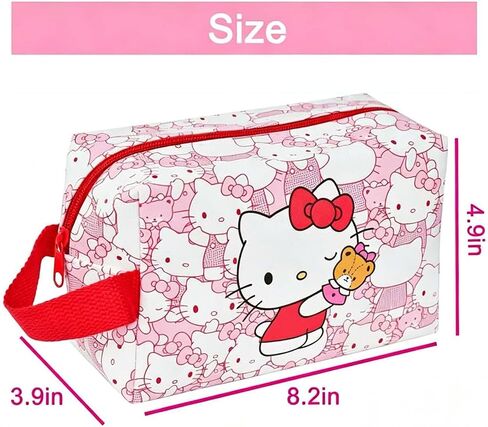 Travel Makeup Bag, Large Capacity Toiletry Bag for Women, Cute Cartoon Cosmetic Bag With Handle, Waterproof PU Portable Organizer Pouch for Brushes, Travel Essentials and Toiletries Accessories（Pink） in Saudi Arabia