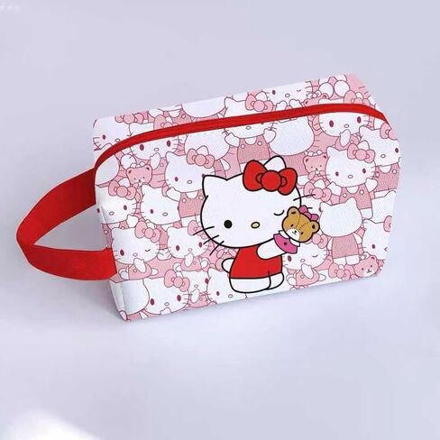 Travel Makeup Bag, Large Capacity Toiletry Bag for Women, Cute Cartoon Cosmetic Bag With Handle, Waterproof PU Portable Organizer Pouch for Brushes, Travel Essentials and Toiletries Accessories（Pink） in Saudi Arabia