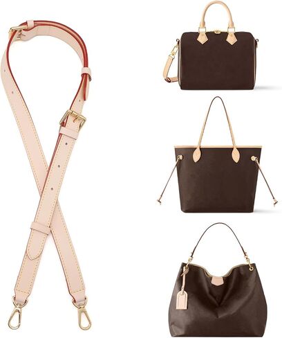 Genuine Vachetta Leather Replacement Crossbody Bags Strap Adjustable Shoulder Strap for Louis Vuitton Neverfull Speedy 20 25 30 (Type A-Honey) in Saudi Arabia