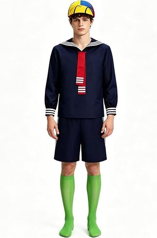 Poboola Adults Chavo Costume Long Sleeve Shirt Hat Short Pants Socks Sailor Uniform Halloween Cosplay Outfit in Saudi Arabia