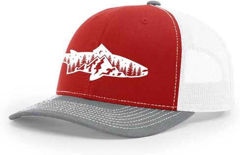 Trenz Shirt Company Men's Outdoors Fishing Trout Scenic Forest Woodland Embroidered Mesh Back Trucker Hat in Saudi Arabia