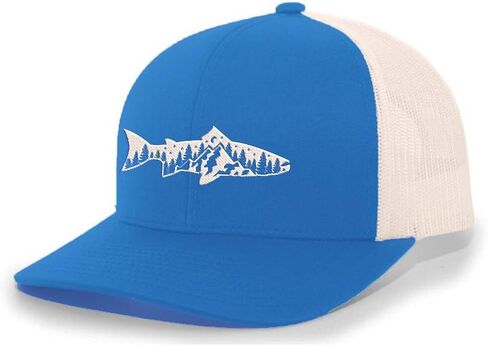Trenz Shirt Company Men's Outdoors Fishing Trout Scenic Forest Woodland Embroidered Mesh Back Trucker Hat in Saudi Arabia