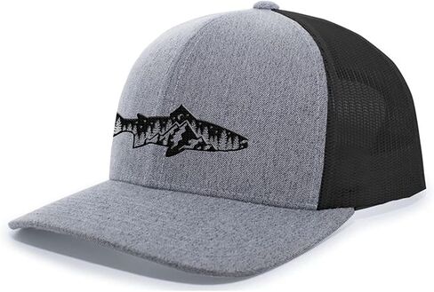 Trenz Shirt Company Men's Outdoors Fishing Trout Scenic Forest Woodland Embroidered Mesh Back Trucker Hat in Saudi Arabia