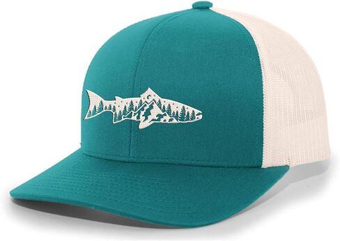 Trenz Shirt Company Men's Outdoors Fishing Trout Scenic Forest Woodland Embroidered Mesh Back Trucker Hat in Saudi Arabia