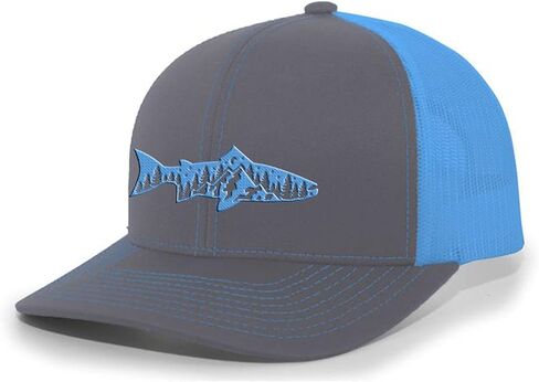 Trenz Shirt Company Men's Outdoors Fishing Trout Scenic Forest Woodland Embroidered Mesh Back Trucker Hat in Saudi Arabia
