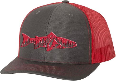 Trenz Shirt Company Men's Outdoors Fishing Trout Scenic Forest Woodland Embroidered Mesh Back Trucker Hat in Saudi Arabia