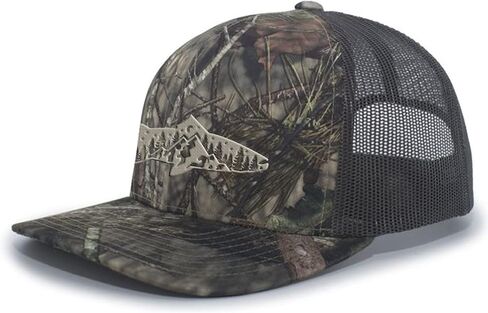 Trenz Shirt Company Men's Outdoors Fishing Trout Scenic Forest Woodland Embroidered Mesh Back Trucker Hat in Saudi Arabia