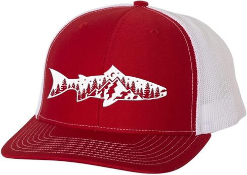 Trenz Shirt Company Men's Outdoors Fishing Trout Scenic Forest Woodland Embroidered Mesh Back Trucker Hat in Saudi Arabia