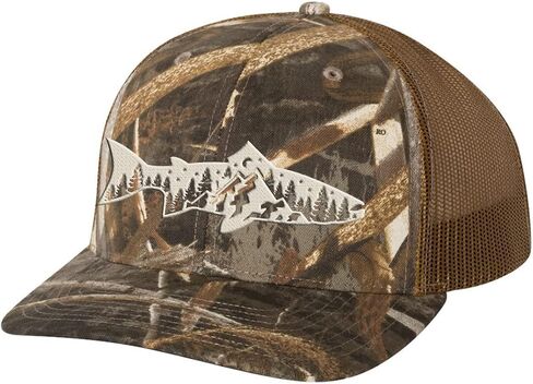 Trenz Shirt Company Men's Outdoors Fishing Trout Scenic Forest Woodland Embroidered Mesh Back Trucker Hat in Saudi Arabia