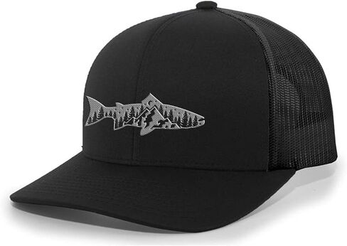 Trenz Shirt Company Men's Outdoors Fishing Trout Scenic Forest Woodland Embroidered Mesh Back Trucker Hat in Saudi Arabia