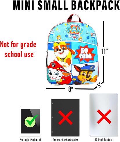 Paw Patrol Mini Backpack Set - Bundle with 11" Preschool Bag Featuring Chase, Marshall, Rubble, Stickers, More | Paw Patrol School Supplies for Kids in Kuwait