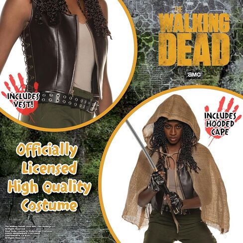 زي UnderWRAPS Walking Dead Michonne - زي The Walking Dead Michonne الرسمي للنساء، سترة من الجلد الصناعي in Kuwait