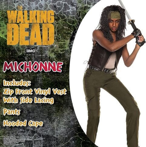 زي UnderWRAPS Walking Dead Michonne - زي The Walking Dead Michonne الرسمي للنساء، سترة من الجلد الصناعي in Kuwait