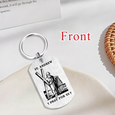 Alotozo St. Andrew Gifts - Saint Andrew Keychain for Mens Boys, Patron Saint of Fishermen Sailors Gifts, Birthday Christmas Key Chain for Son Grandson Dad in Kuwait