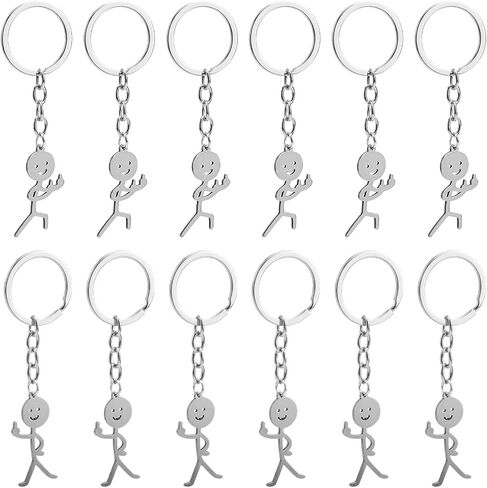 12Pcs Stainless Steel Keychain, Middle Finger Pendant Funny Keychain, Funny Doodle Keychains for Friends Couples Men Women in Saudi Arabia