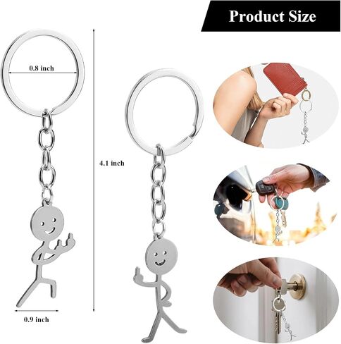 12Pcs Stainless Steel Keychain, Middle Finger Pendant Funny Keychain, Funny Doodle Keychains for Friends Couples Men Women in Saudi Arabia