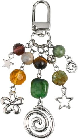 Boho Y2K Keychain Aesthetic Cute Beaded Bag Charm Hippie Stone Crystal Purse Charms Accessory Gifts in Saudi Arabia