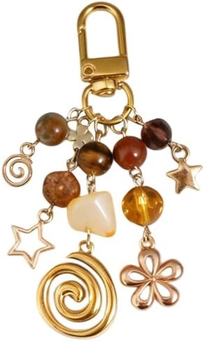 Boho Y2K Keychain Aesthetic Cute Beaded Bag Charm Hippie Stone Crystal Purse Charms Accessory Gifts in Saudi Arabia