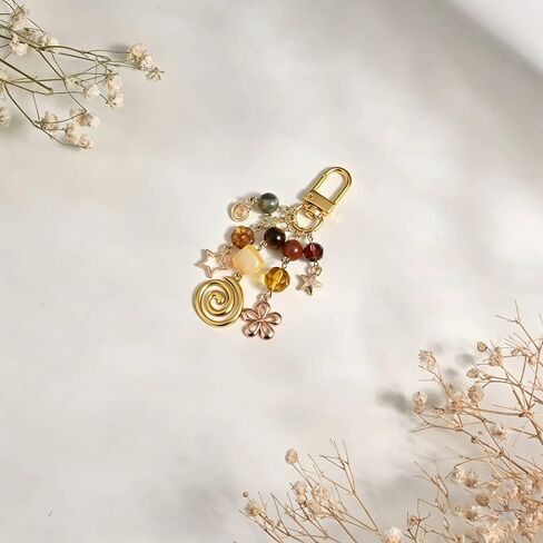 Boho Y2K Keychain Aesthetic Cute Beaded Bag Charm Hippie Stone Crystal Purse Charms Accessory Gifts in Saudi Arabia