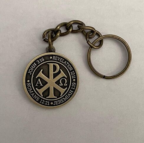 Chi Rho Christian Keychain, IXCI NIKA, Christ Conquers Verses in Kuwait
