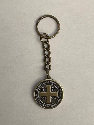 Chi Rho Christian Keychain, IXCI NIKA, Christ Conquers Verses in Kuwait