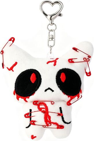 Cat Keychain Plush Alt Horror Creepy Vampire Goth Bloody Charms for Backpack Bag Handbag Purse Charm Halloween Gifts in Saudi Arabia