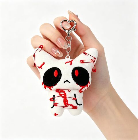 Cat Keychain Plush Alt Horror Creepy Vampire Goth Bloody Charms for Backpack Bag Handbag Purse Charm Halloween Gifts in Saudi Arabia